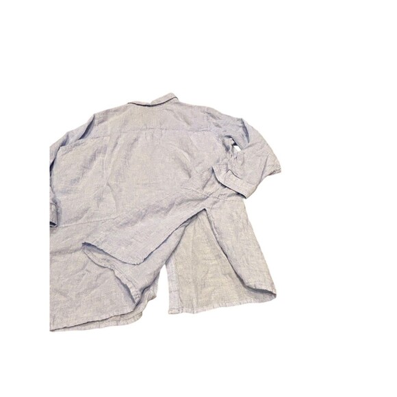 Tahari Shirt Womens 1XLight Blue 100% Linen Button Front Tunic Roll Tab Casual - Picture 6 of 8